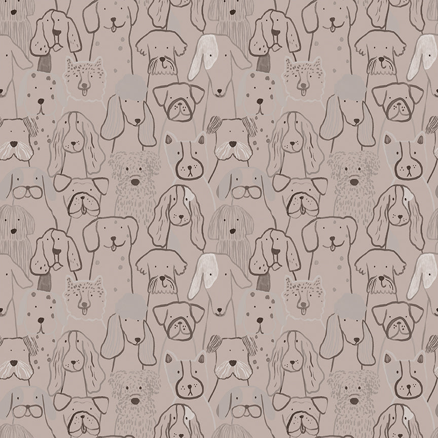 Flannel Inky Dog Club Brown by RBD Designers for Riley Blake Fabrics (sold in 25cm increments)