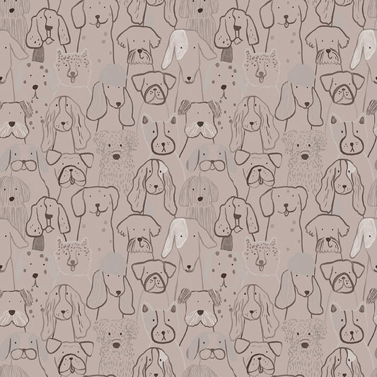 Flannel Inky Dog Club Brown by RBD Designers for Riley Blake Fabrics (sold in 25cm increments)