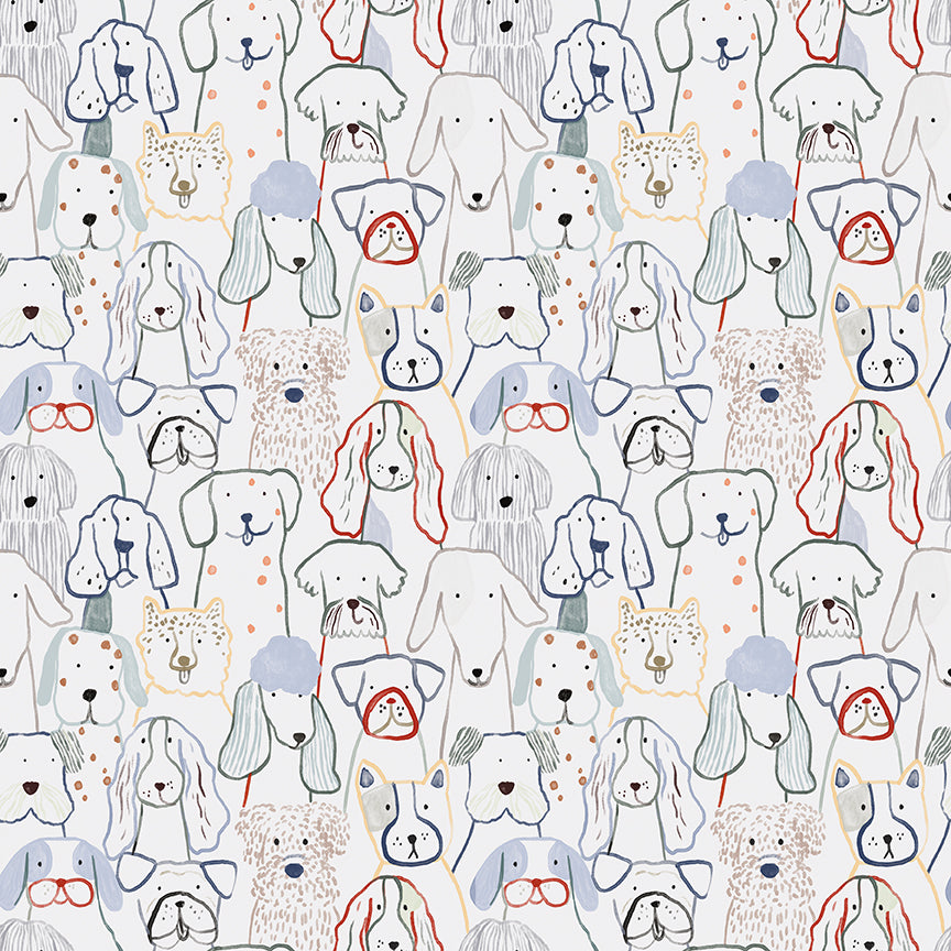 Flannel Inky Dog Club Gray by RBD Designers for Riley Blake Fabrics (sold in 25cm increments)