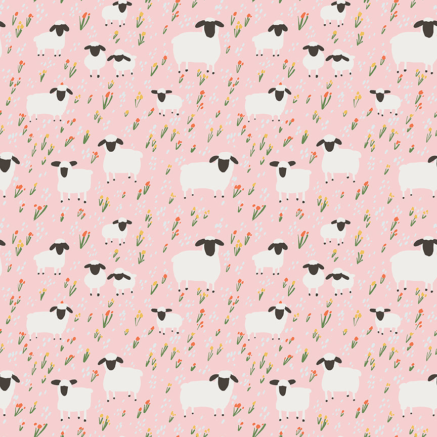 Flannel Little Lambs Pink by RBD Designers for Riley Blake Fabrics (sold in 25cm increments)