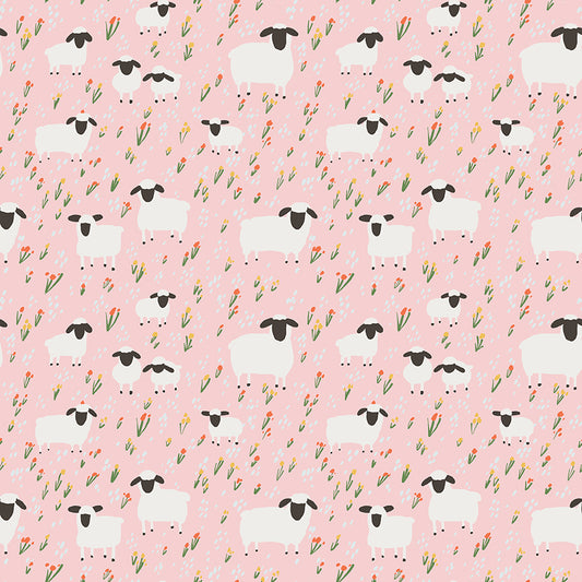 Flannel Little Lambs Pink by RBD Designers for Riley Blake Fabrics  (sold in 25cm increments)