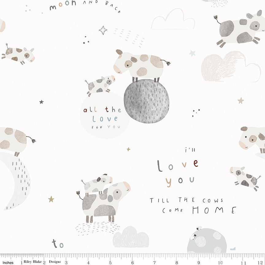 Till The Cows Come Home Main Cloud Flannel by RBD Designers for Riley Blake Designs (sold in 25cm increments)