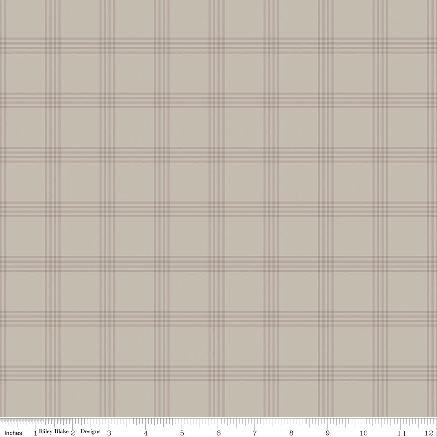 Till The Cows Come Home Plaid Taupe Flannel by RBD Designers for Riley Blake Designs (sold in 25cm increments)
