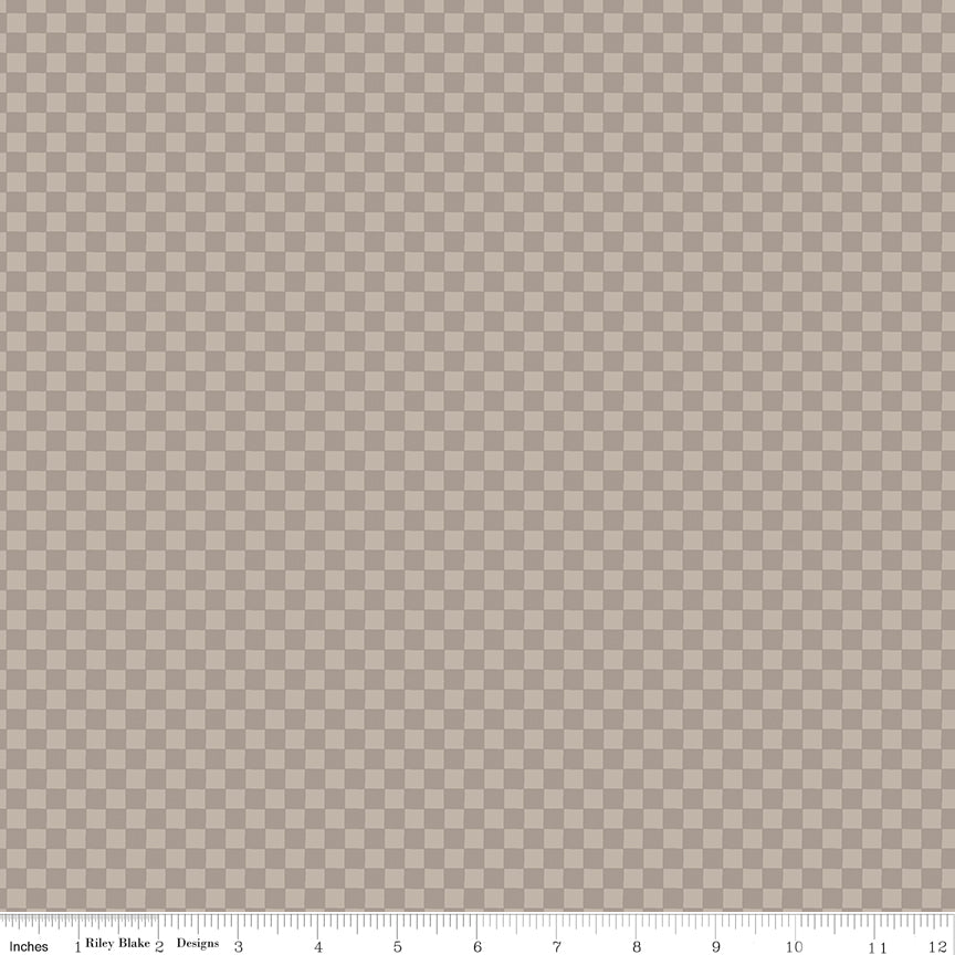 Till The Cows Come Home Checks Taupe Flannel by RBD Designers for Riley Blake Designs (sold in 25cm increments)