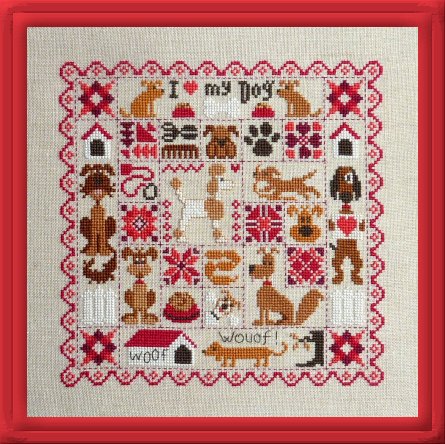 Patchwork aux Cheins (Dog Patchwork) Cross Stitch pattern by Jardin Prive