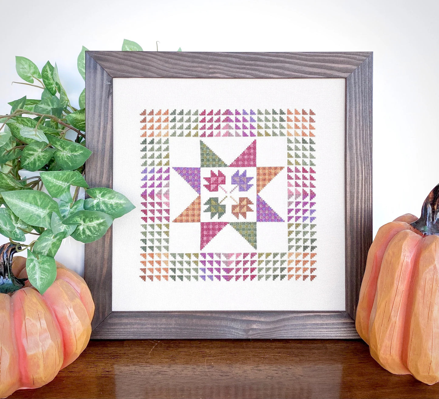 Fall Leaves and Flannel Cross Stitch Pattern by Count Your Stitches Designs