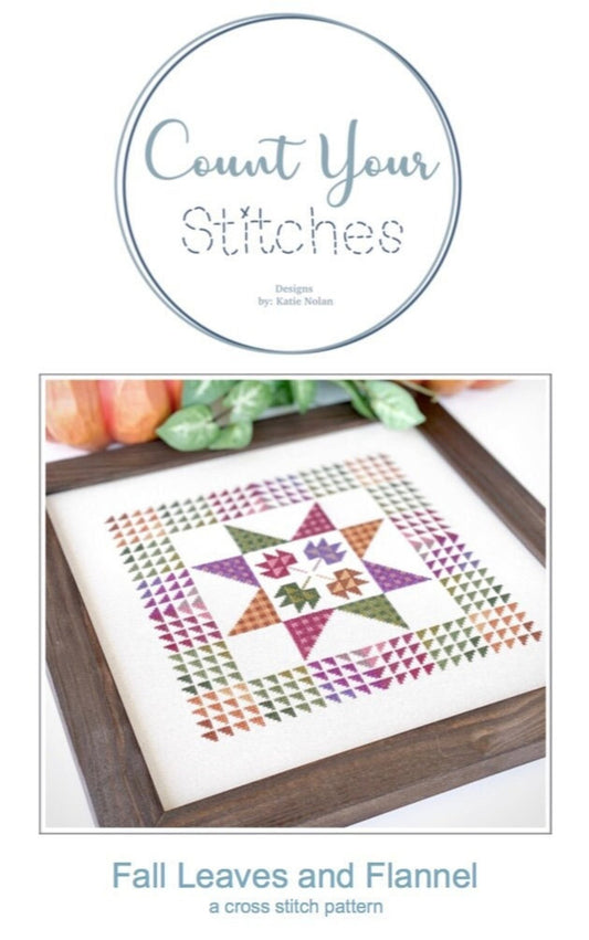 Fall Leaves and Flannel Cross Stitch Pattern by Count Your Stitches Designs