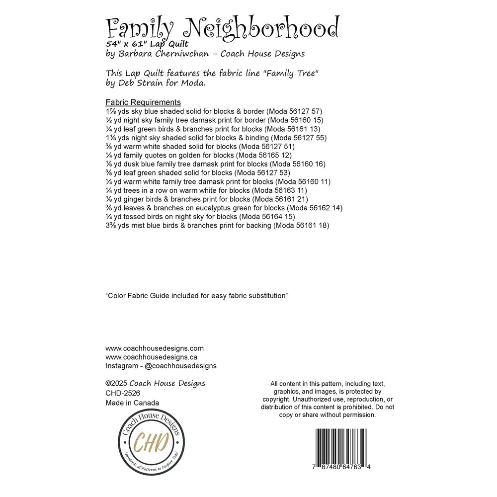 Family Neighbourhood Quilt Pattern by Coach House Designs