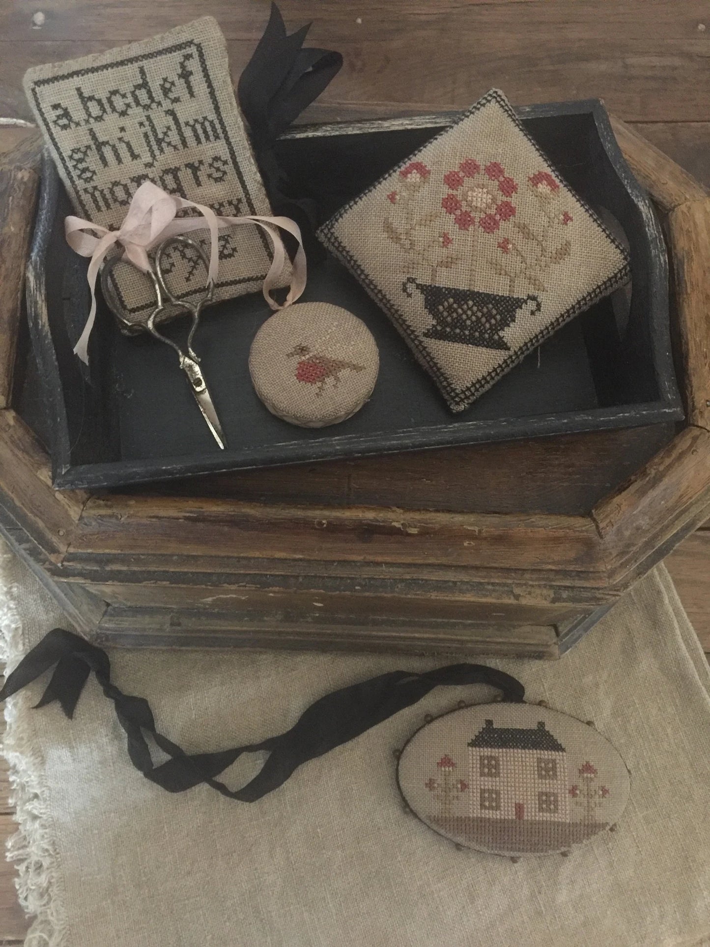 Farmhouse Sampler Sewing Set Cross Stitch Pattern by Stacy Nash