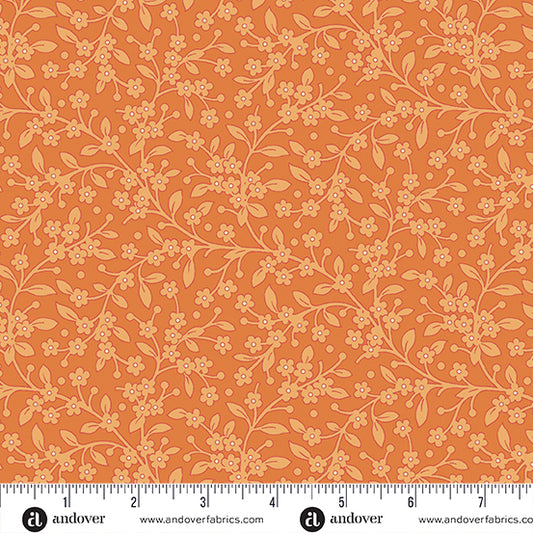 Flower Box Tangerine Jasmine A1017O by Renee Nanneman for Andover Fabrics (sold in 25cm increments)