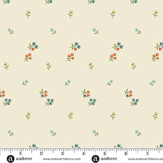 Flower Box Milk White Buds A1018L by Renee Nanneman for Andover Fabrics (sold in 25cm increments)