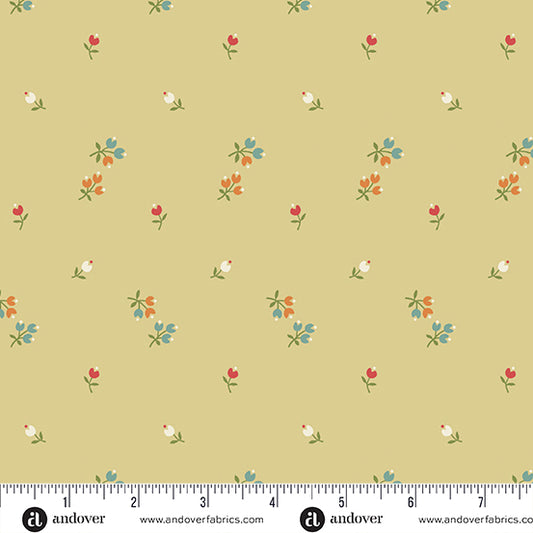 Flower Box Champagne Buds A1018N by Renee Nanneman for Andover Fabrics (sold in 25cm increments)