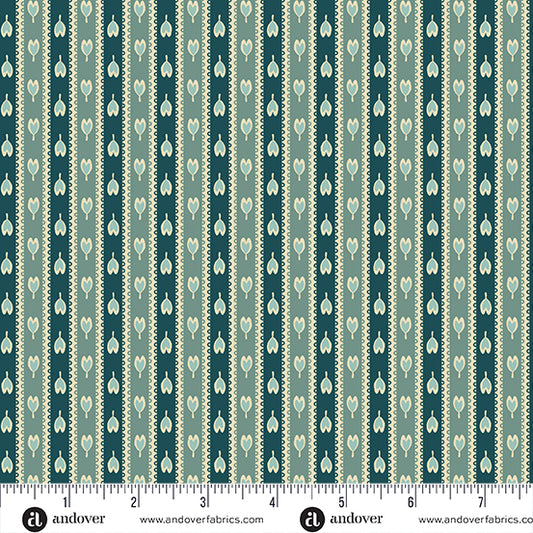 Flower Box Teal Trailing Petals A1019T by Renee Nanneman for Andover Fabrics (sold in 25cm increments)