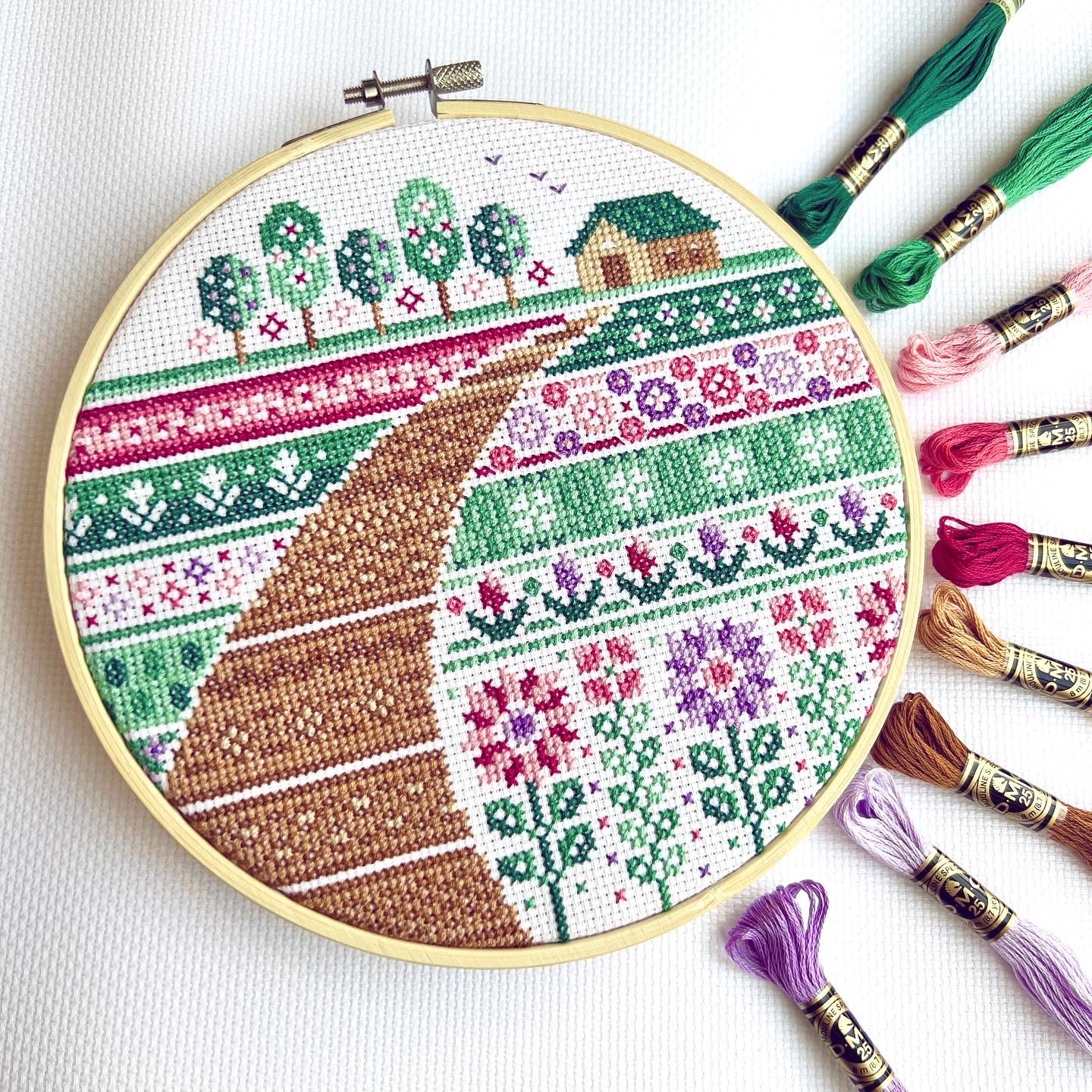 Flower Farm Cross Stitch Kit by Pigeon Coop Designs