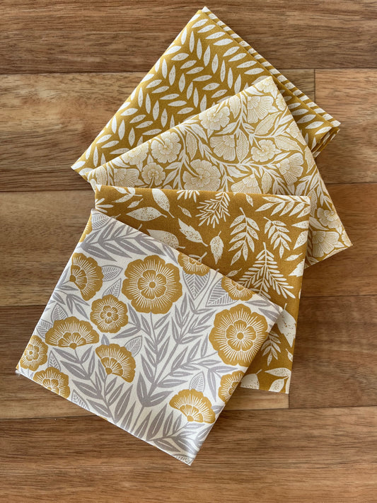 Flower Press Gold  Fat Quarter Bundle by Katharine Watson of Moda fabrics
