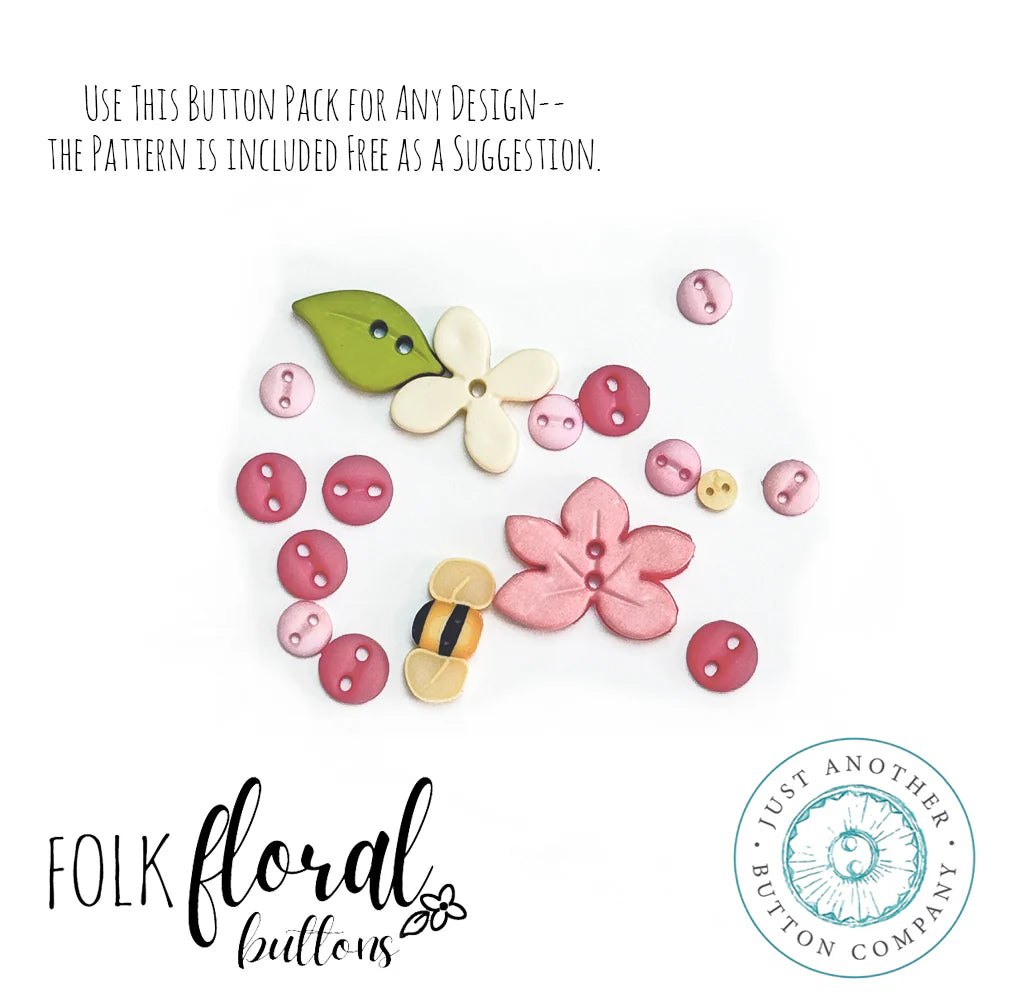 Folk Garden Button Pack Azalea by Just Another Button Co