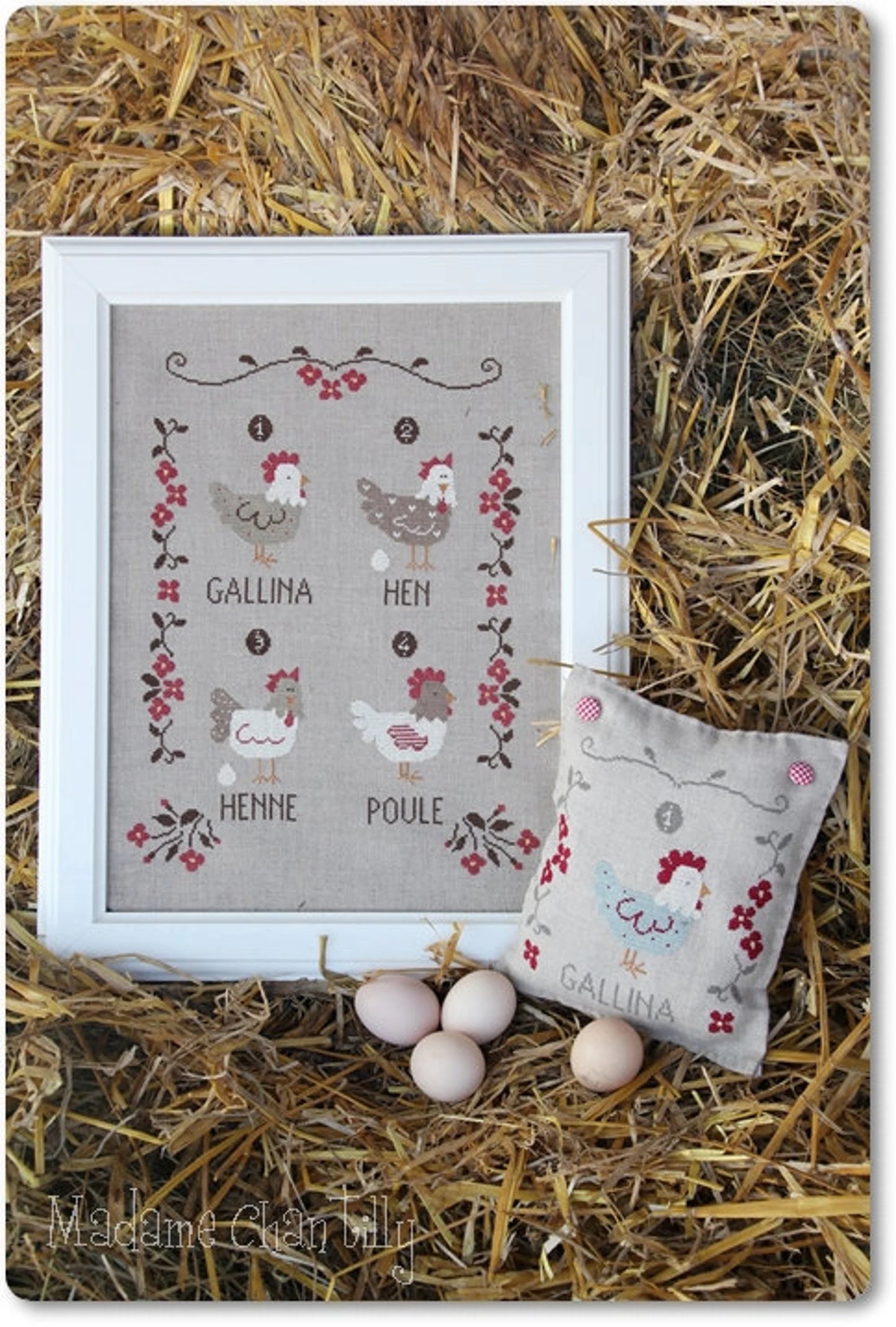 Galline (Hens) Cross Stitch Pattern by Madame Chantilly