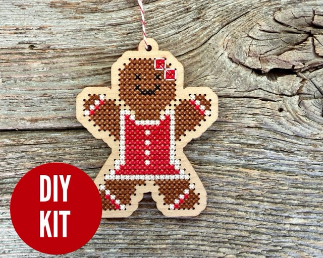Gingerbread Girl Ornament Cross Stitch Kit from Canadian Stitchery