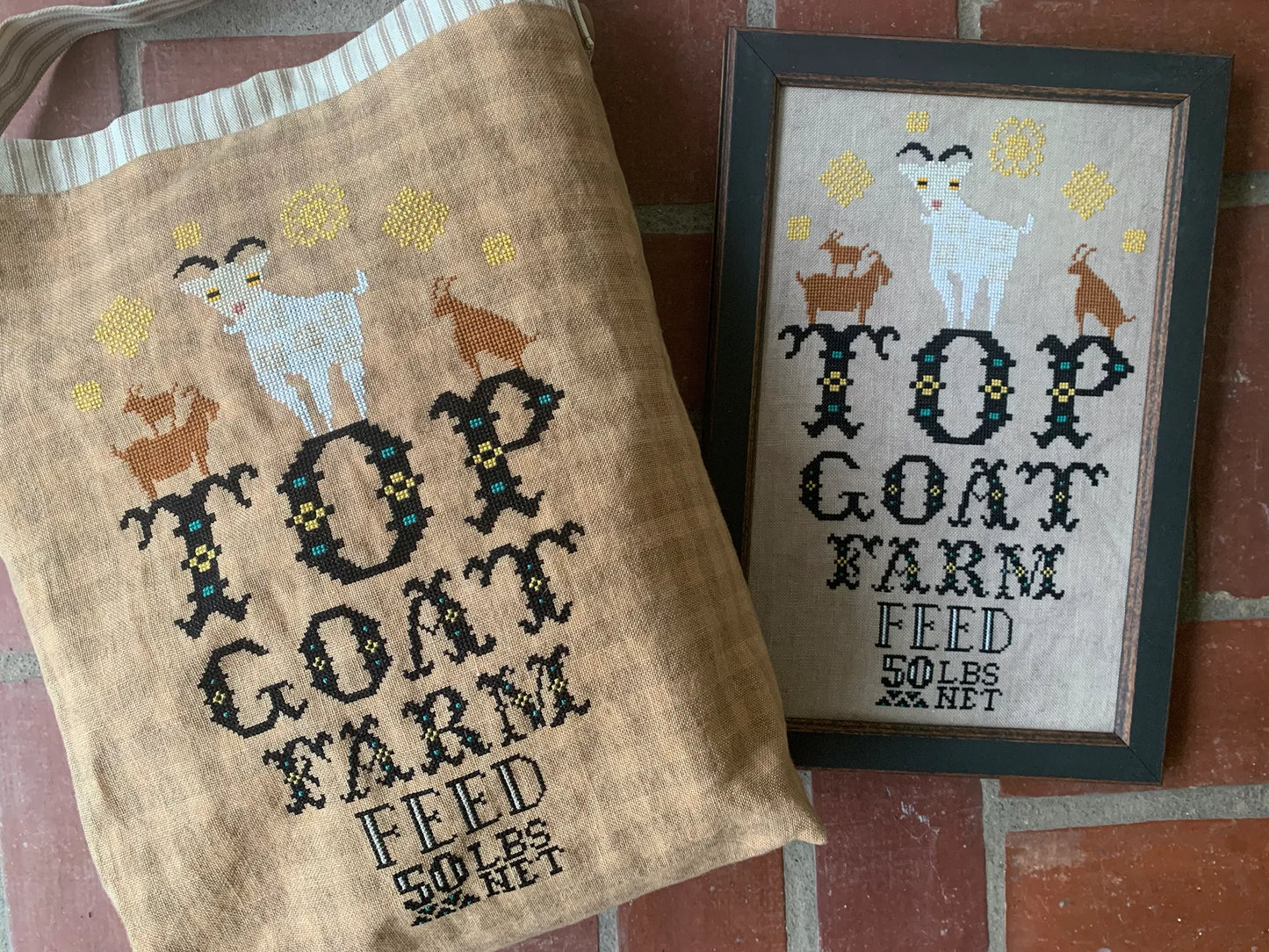 Goat Feed Sack Cross Stitch Pattern by Carriage House Samplings