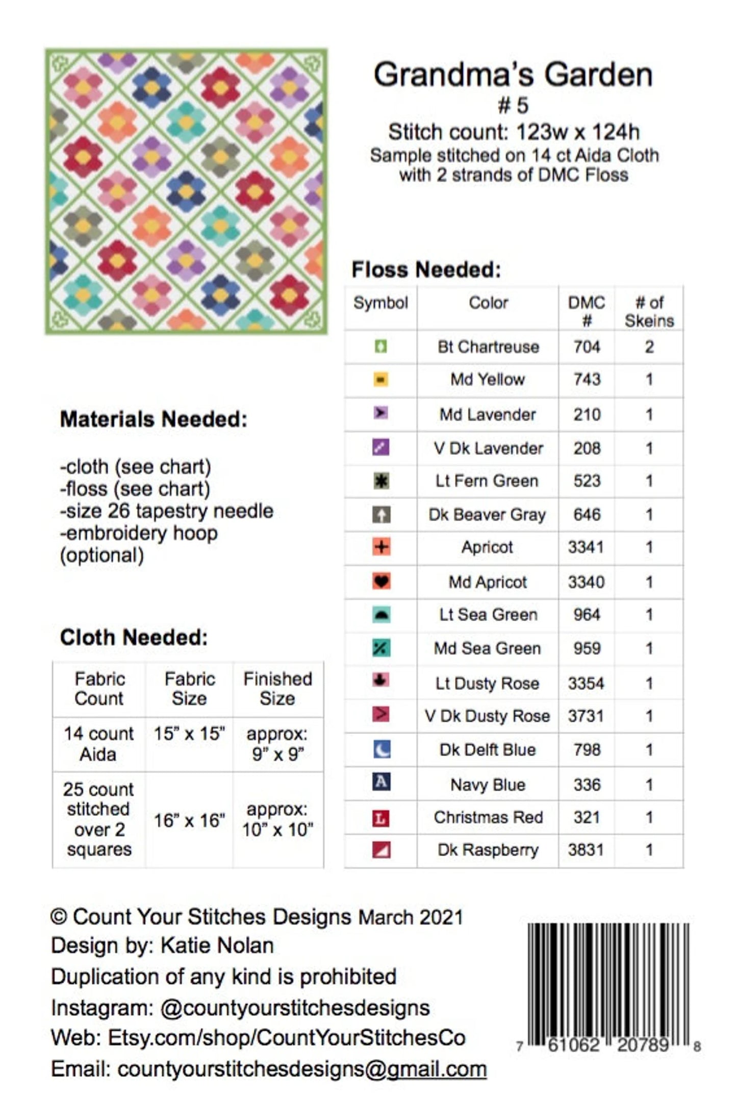 Grandmas Garden Cross Stitch Pattern by Count Your Stitches Designs