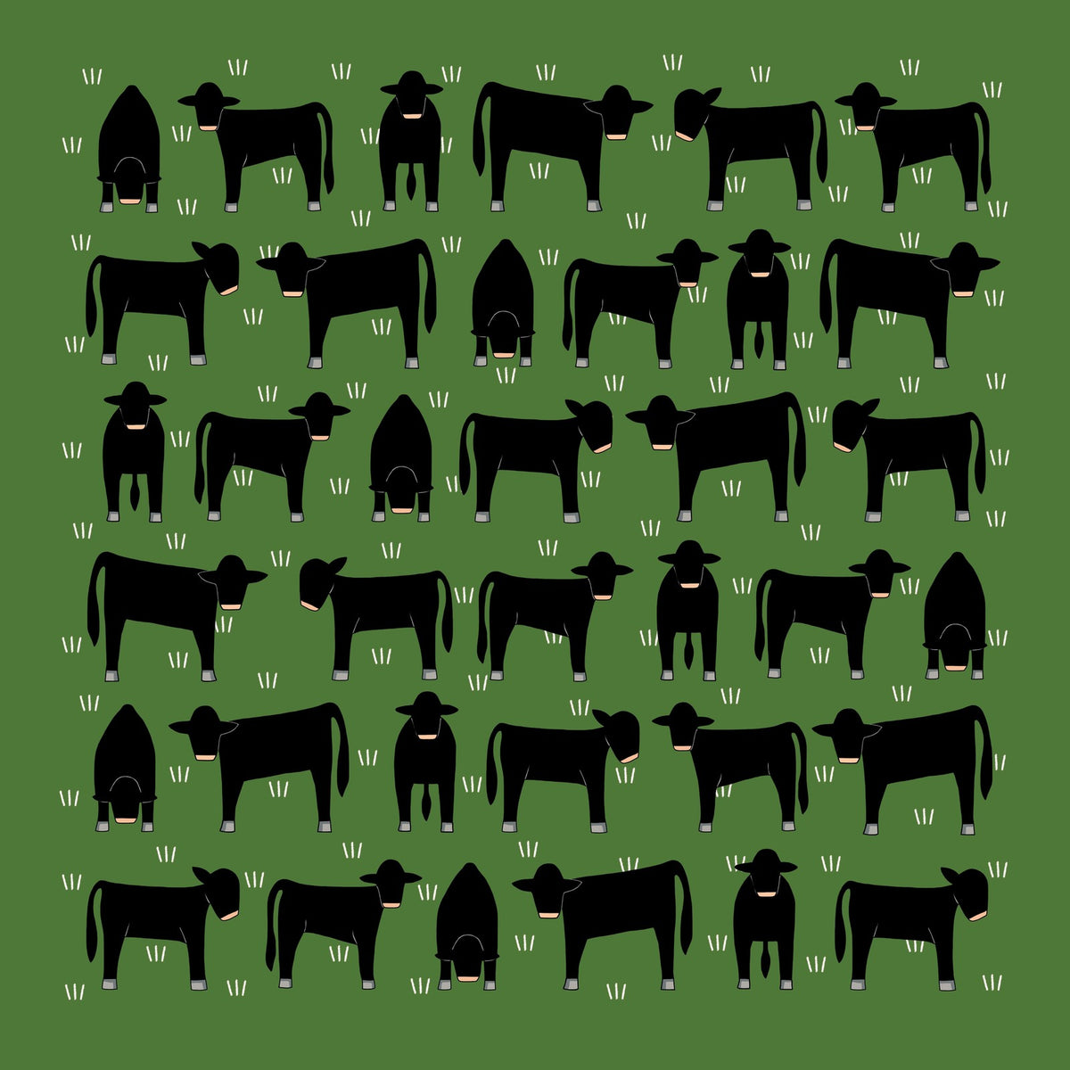 Angus on Green Cotton Hanky by Red Tractor Designs