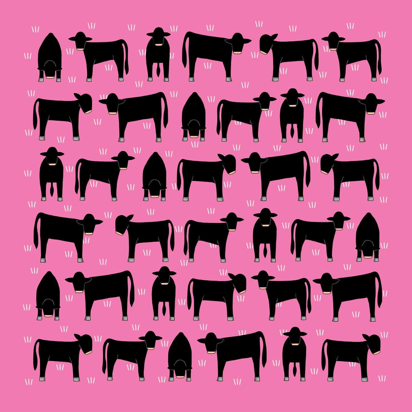 Angus on Pink Cotton Hanky by Red Tractor Designs
