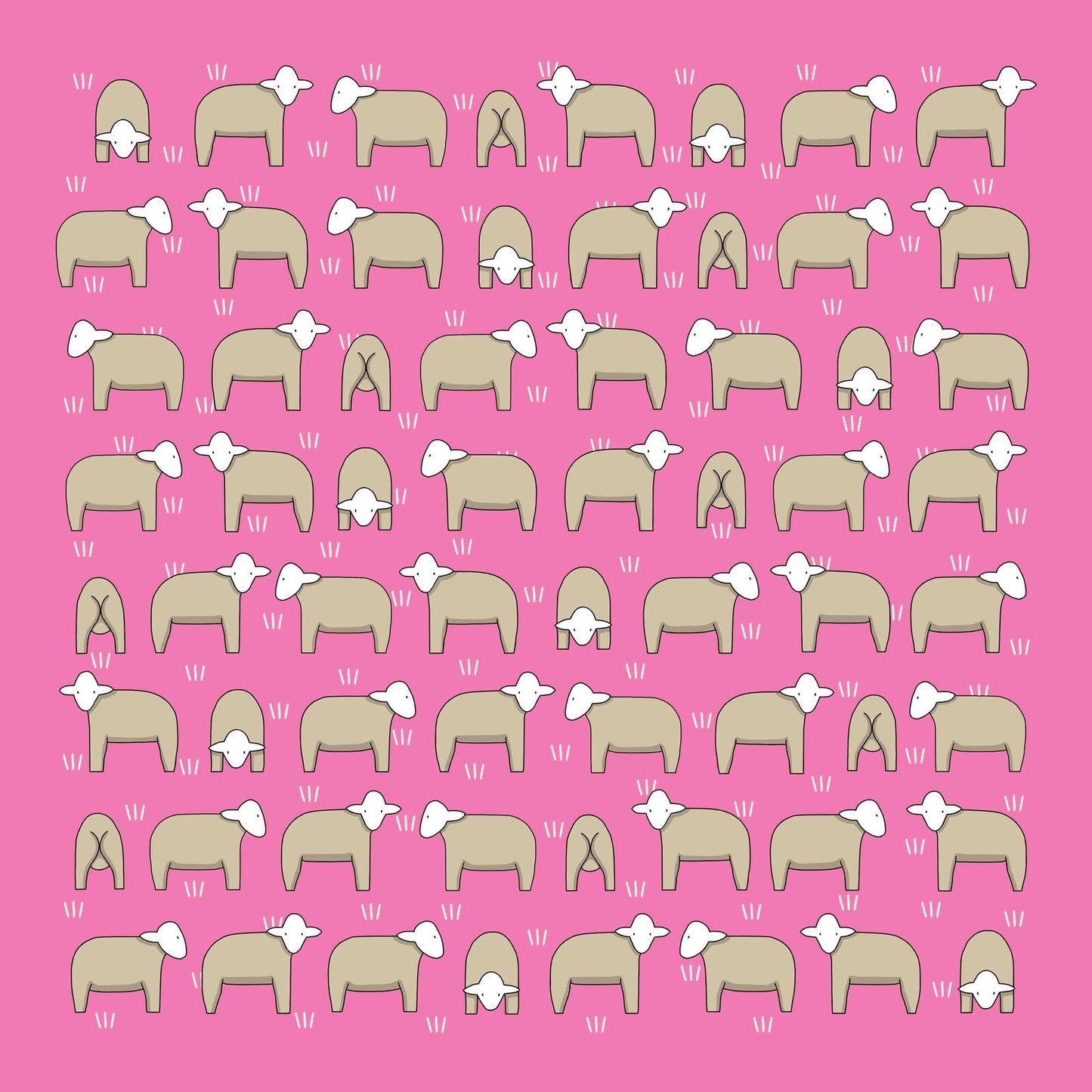 Sheep on Pink Cotton Hanky by Red Tractor Designs