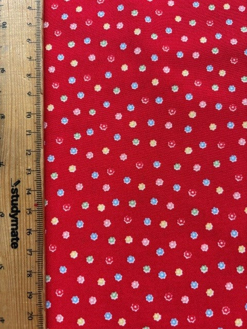 Happy Message 30's Collection Red Flower HM10724-A by Atsuko Matsuyama for Yuwa Fabrics (sold in 25cm increments)