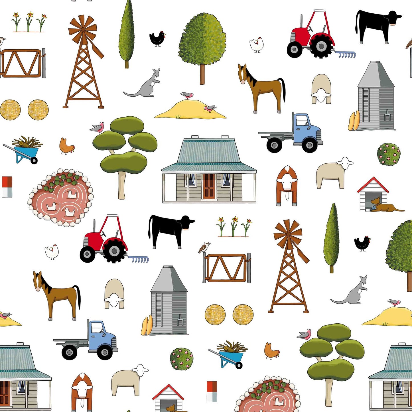 Homing Instincts on White by Red Tractor Designs (sold in 25cm increments)