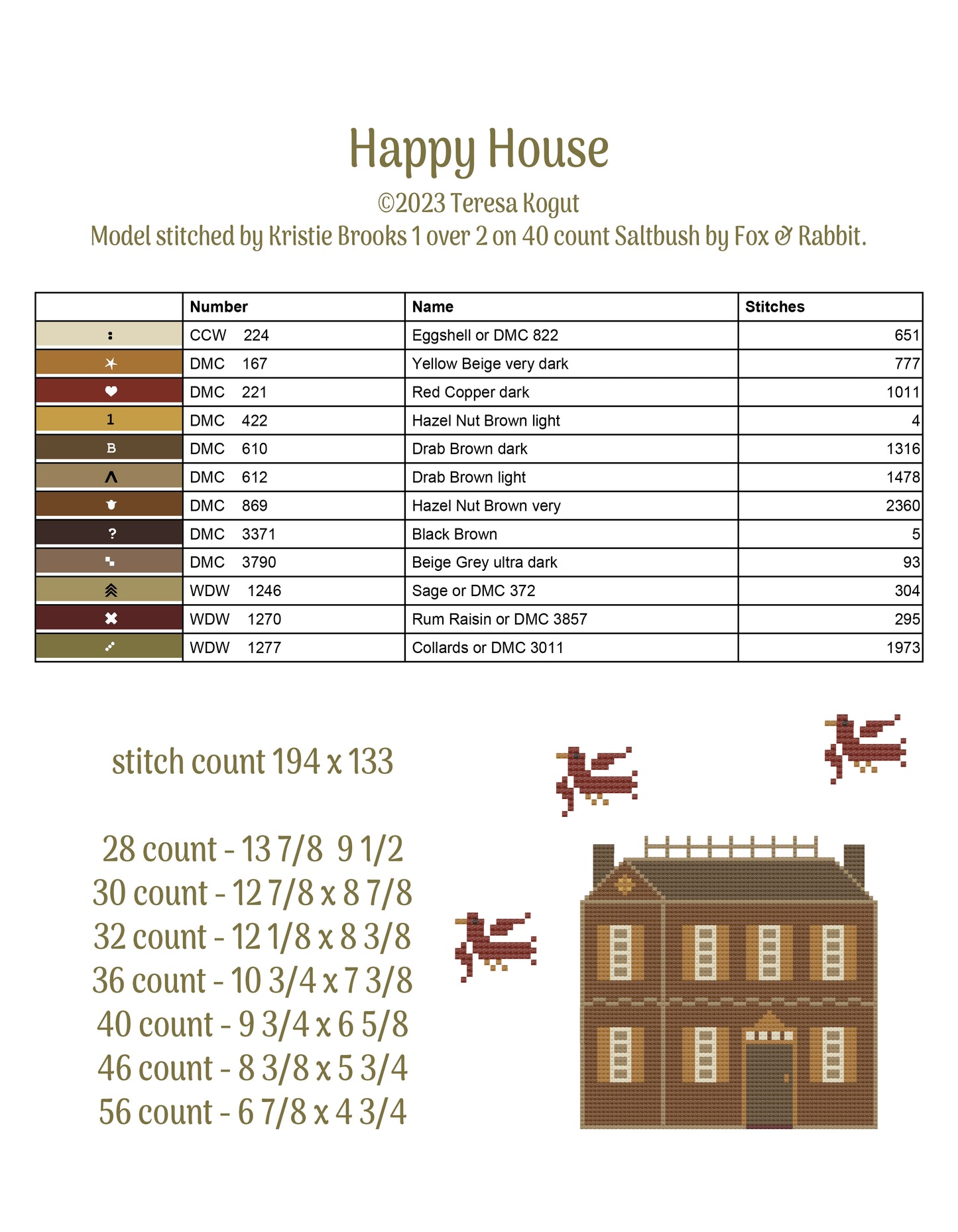 Humble Cottage Cross Stitch Booklet by Teresa Kogut