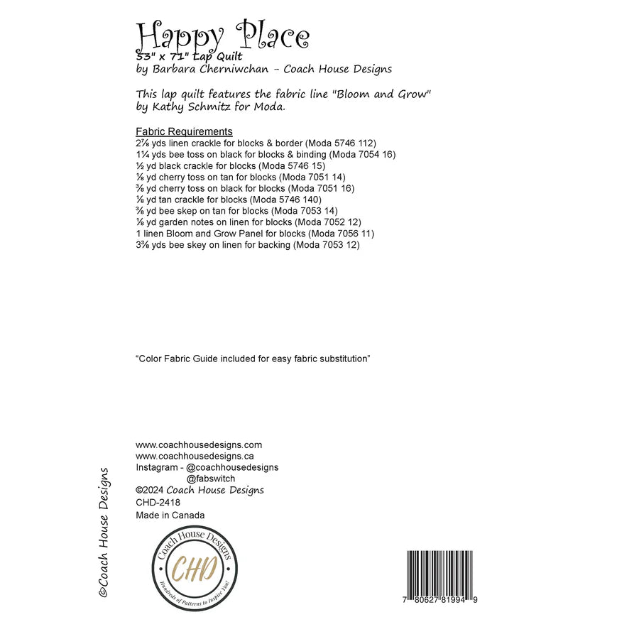 Happy Place Quilt Pattern by Coach House Designs