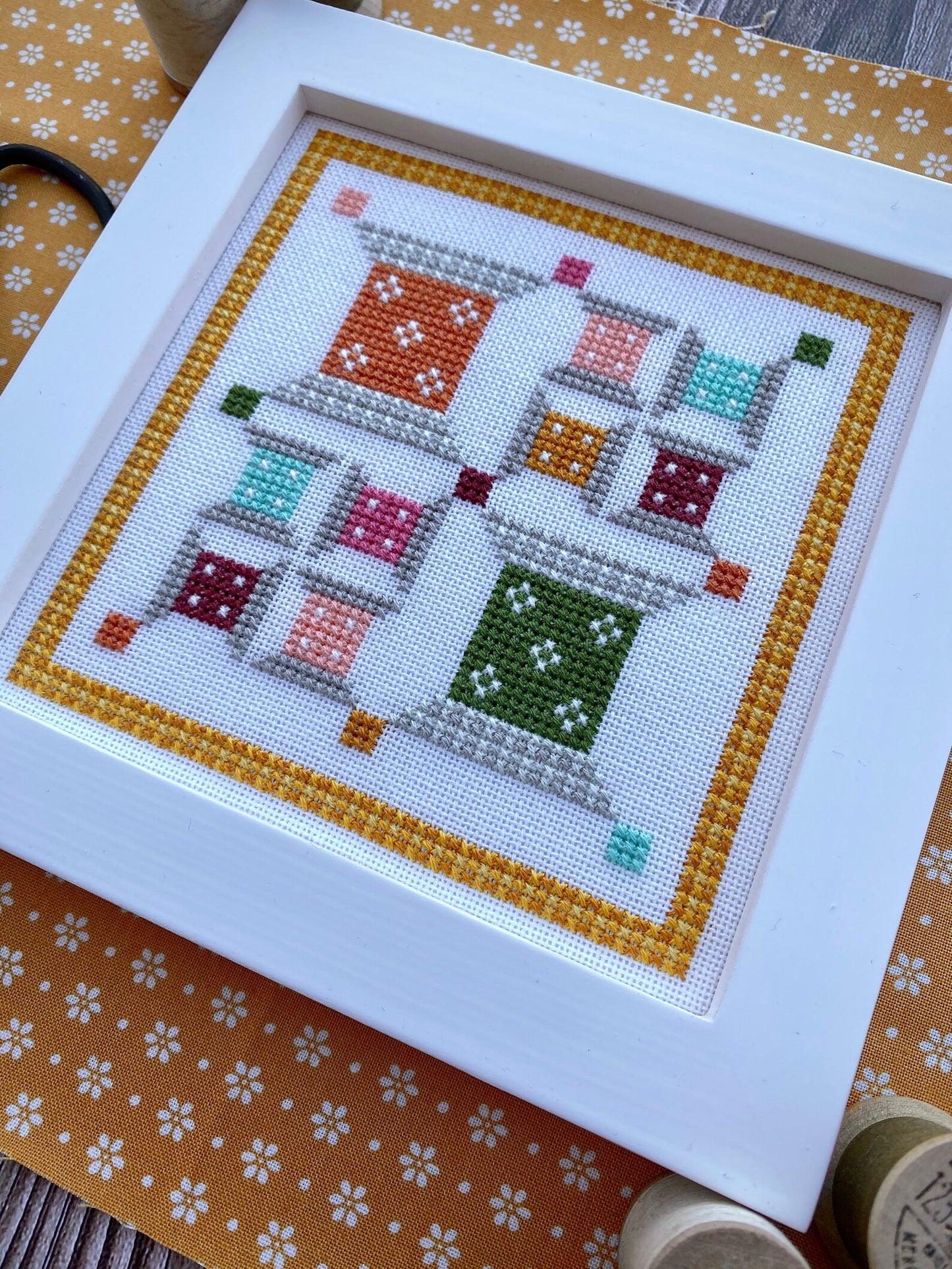 Happy Spools Mini Cross Stitch Pattern by Count Your Stitches Designs