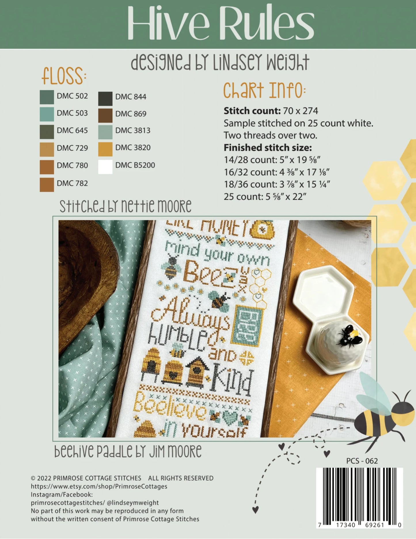 Hive Rules Cross Stitch Pattern Primrose Cottage Stitches