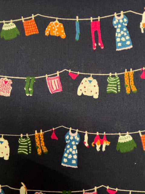 Washing Line Blue 1026-1620-2D by Oskikka for Hokkoh Fabrics (sold in 25cm increments)