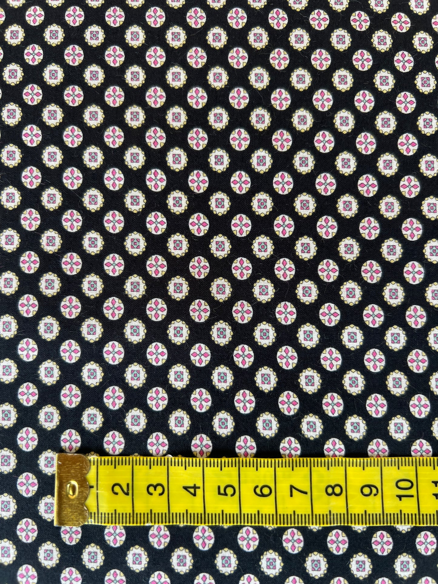 Pocket Square Medallion Black Lawn Fabric by Hokkoh (sold in 25cm increments)