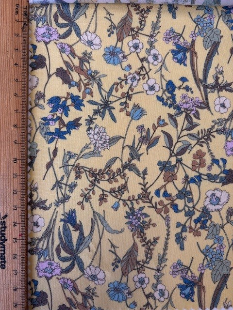 Meadow Flowers Yellow Lawn Fabric by Hokkoh (sold in 25cm increments)