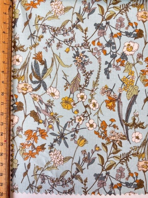Meadow Flowers Pale Blue Lawn Fabric by Hokkoh (sold in 25cm increments)