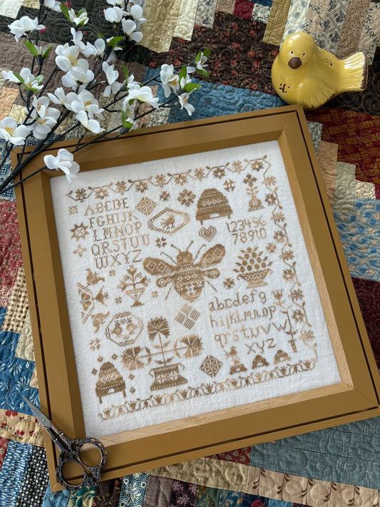 Honey Bee Sampler Cross Stitch Pattern Pansy Patch Quilts and Stitchery