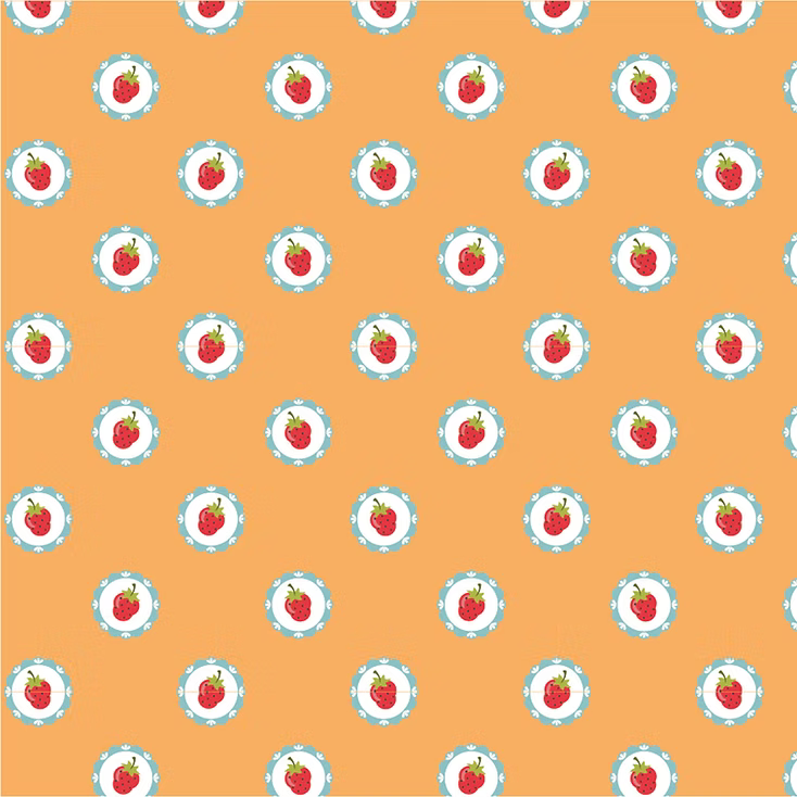 Hopscotch and Freckles Vintage Strawberries Yellow HF21912 by Lori Woods for Poppie Cotton (sold in 25cm increments)
