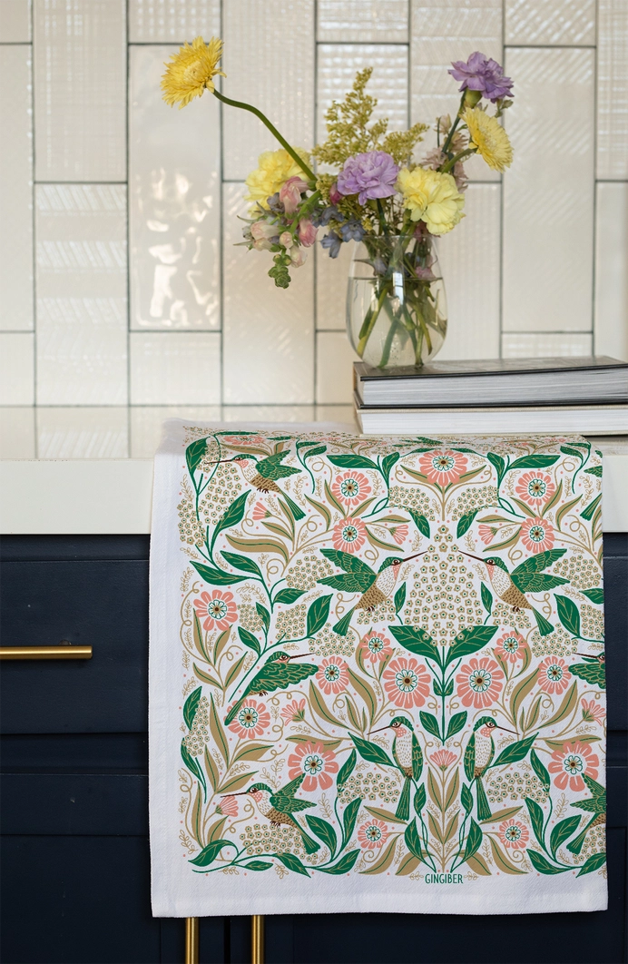 Hummingbird Tea Towel by Gingiber