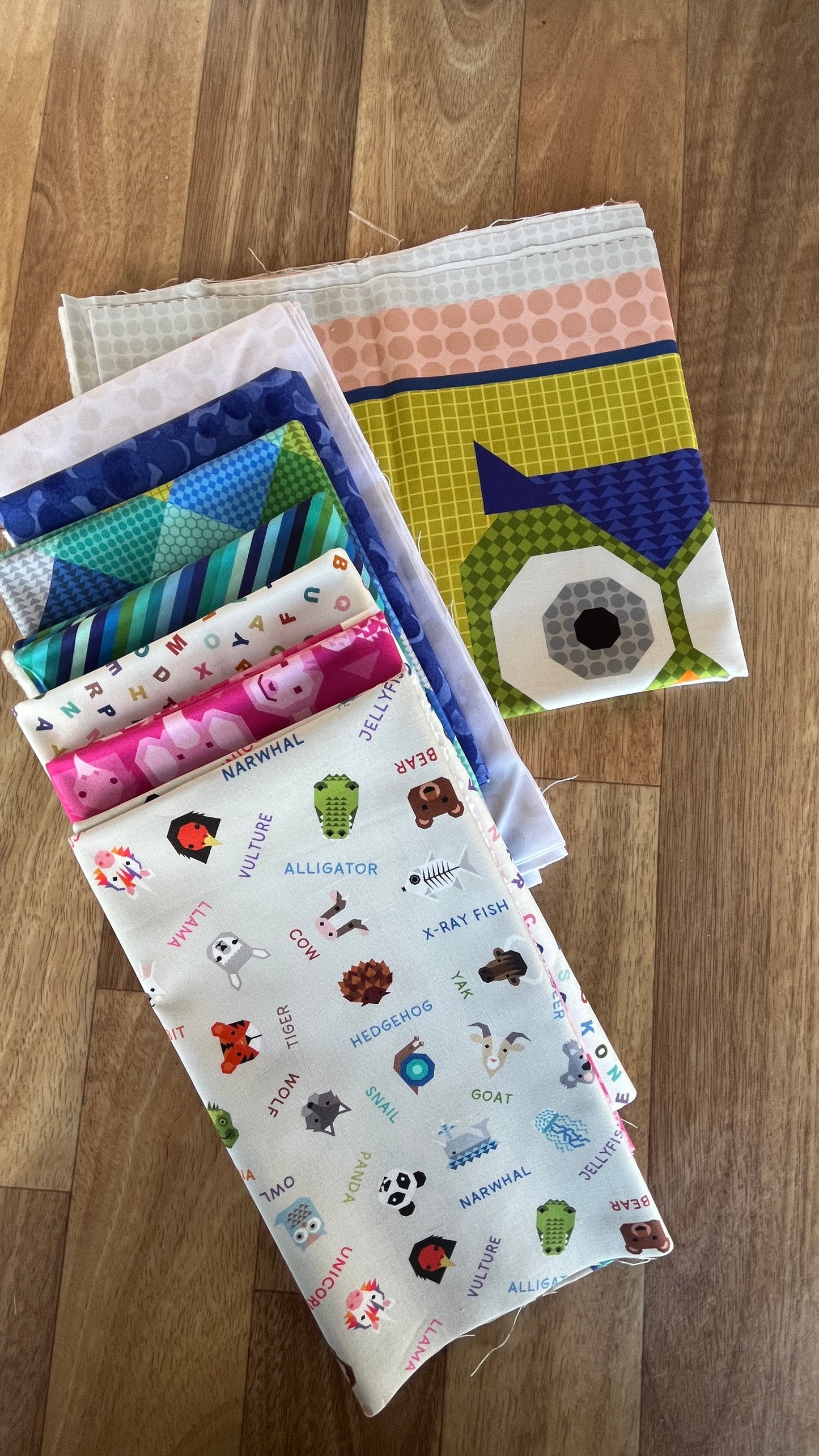 Animal Alphabet by Lewis and Irene Table Runner Quilt Fabric Kit