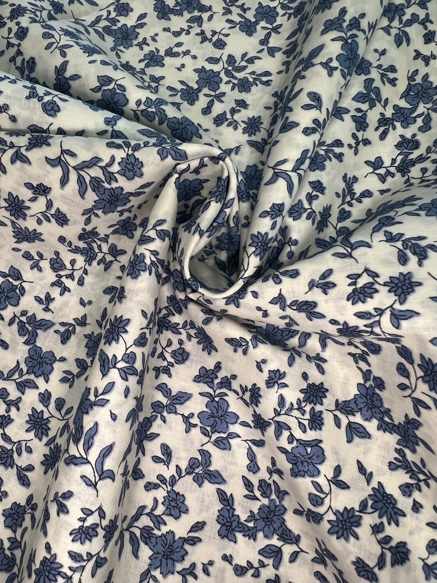 Scattered Flowers Blue Lawn Fabric by Hokkoh (sold in 25cm increments)
