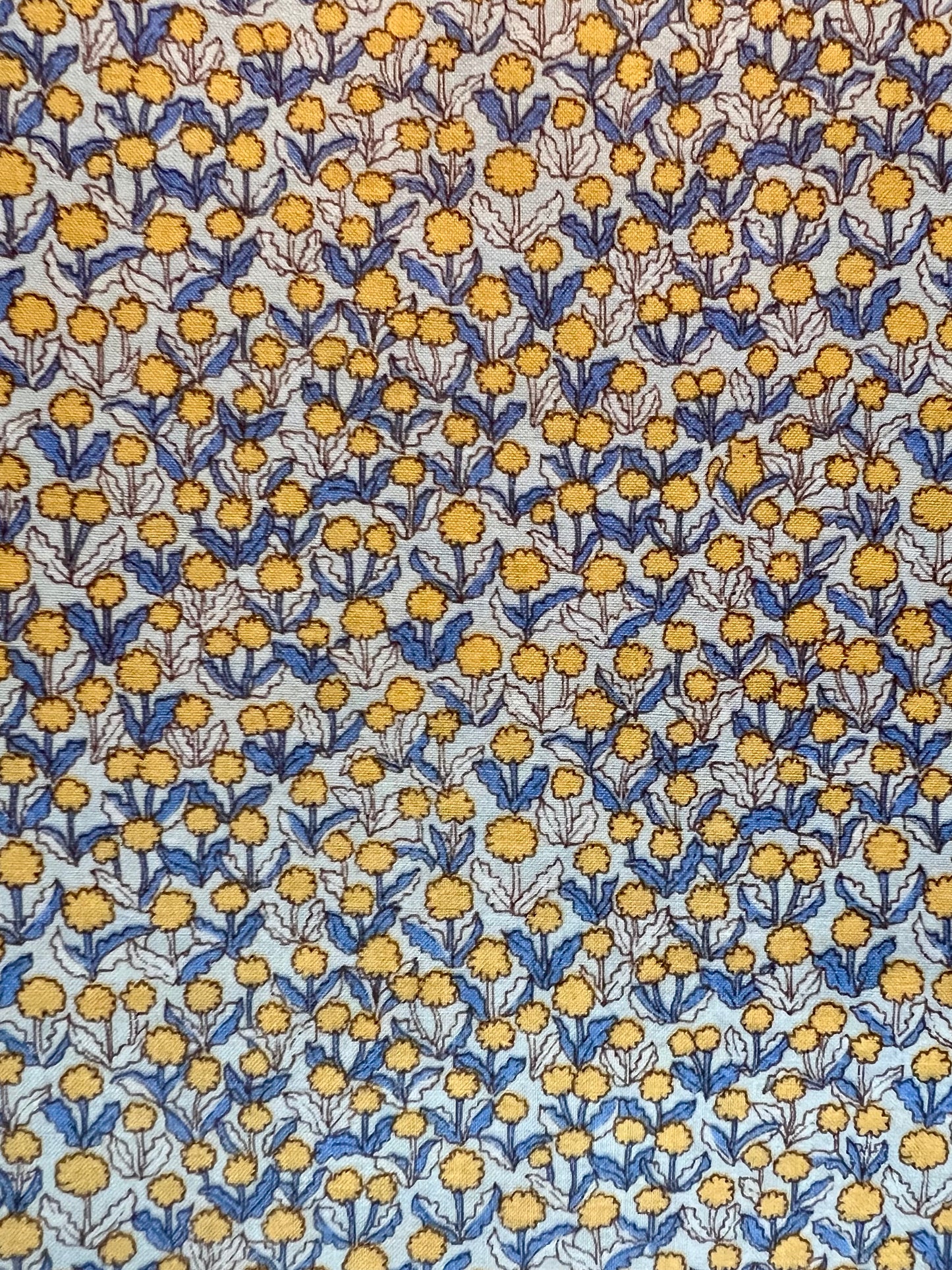 Orange Flowers & Mini Cats on Blue Lawn Fabric by Hokkoh (sold in 25cm increments)