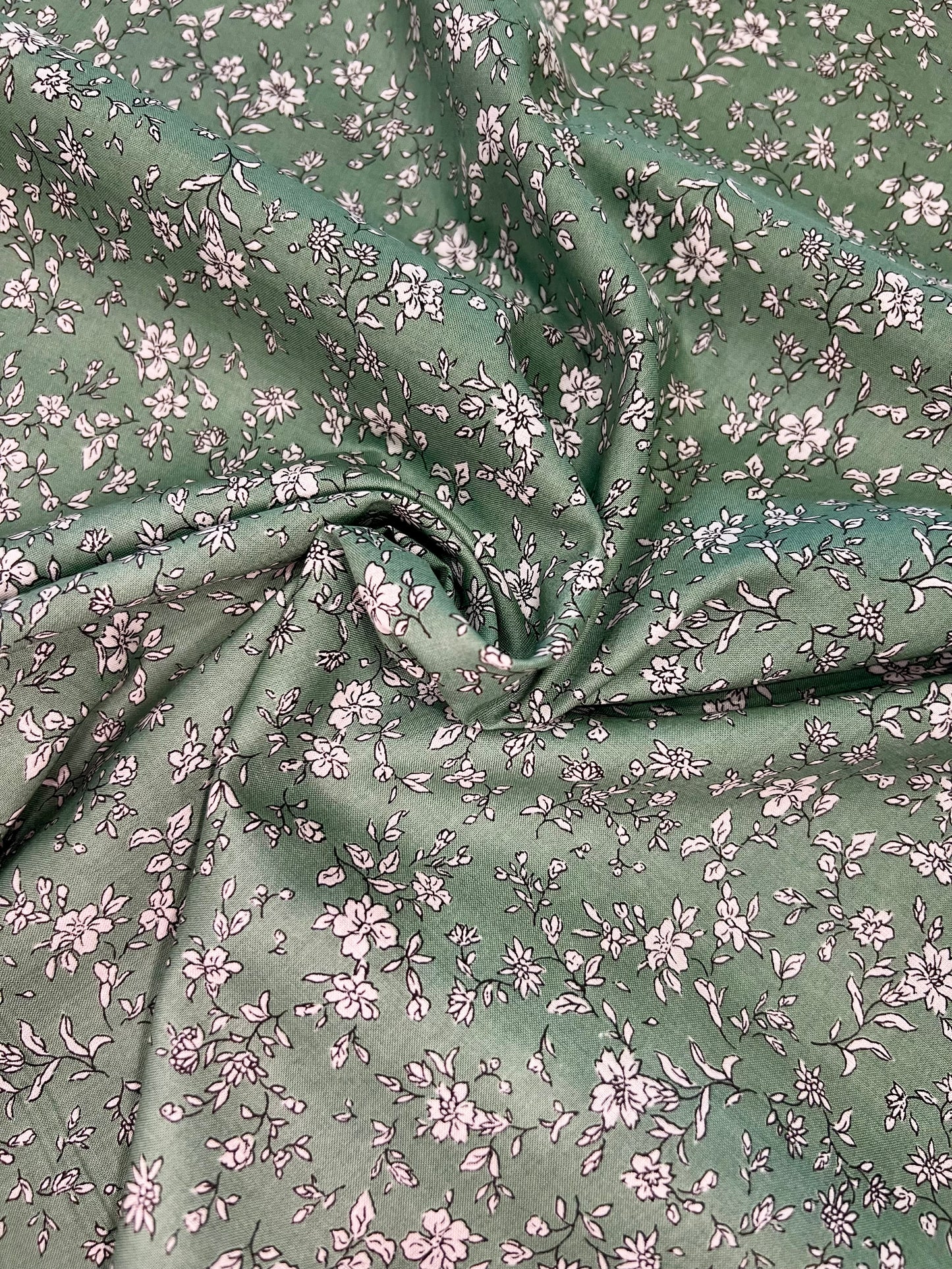 Scattered Flowers Green Lawn Fabric by Hokkoh (sold in 25cm increments)