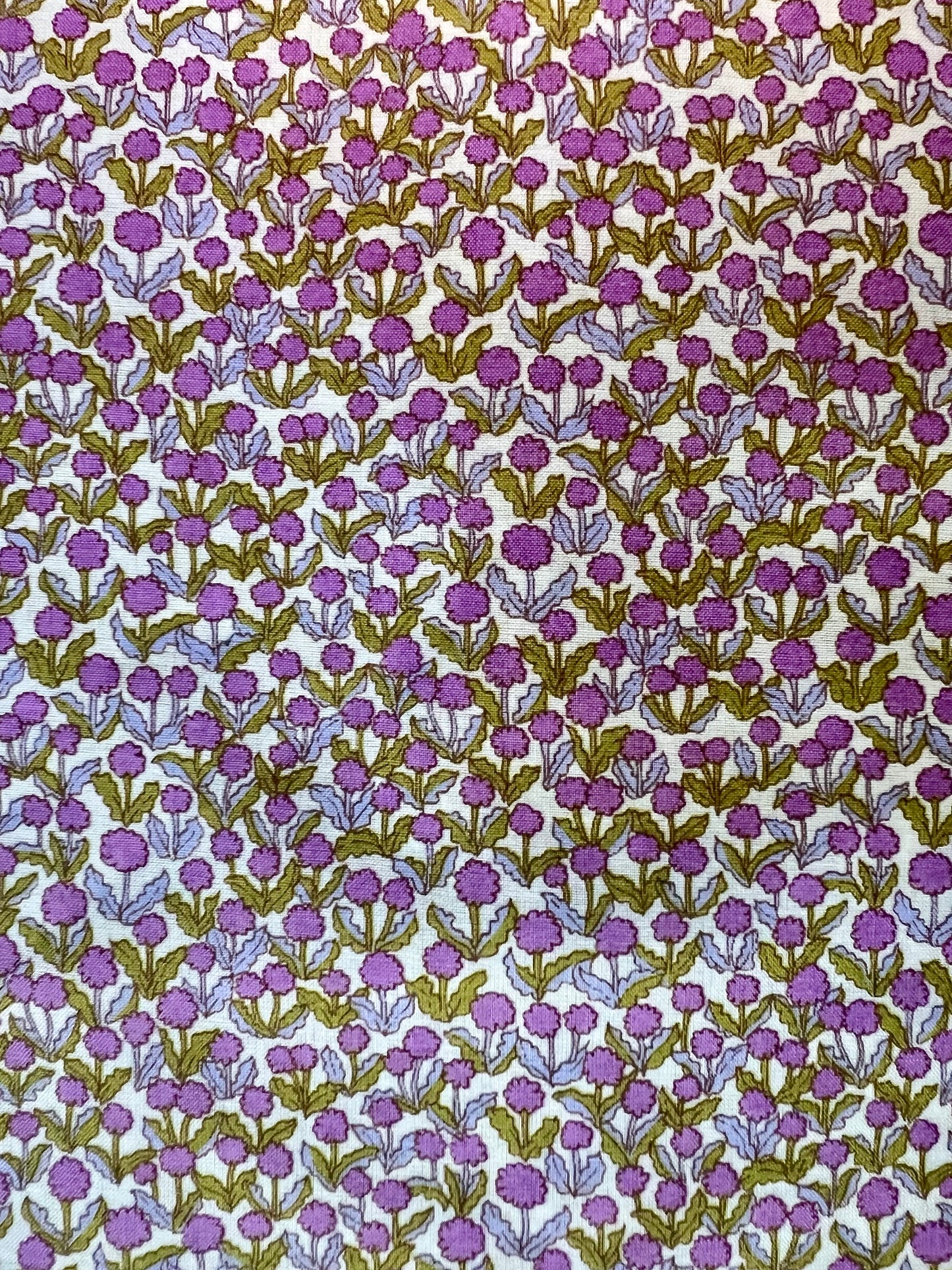 Purple Flowers & Mini Cats on White Lawn Fabric by Hokkoh (sold in 25cm increments)