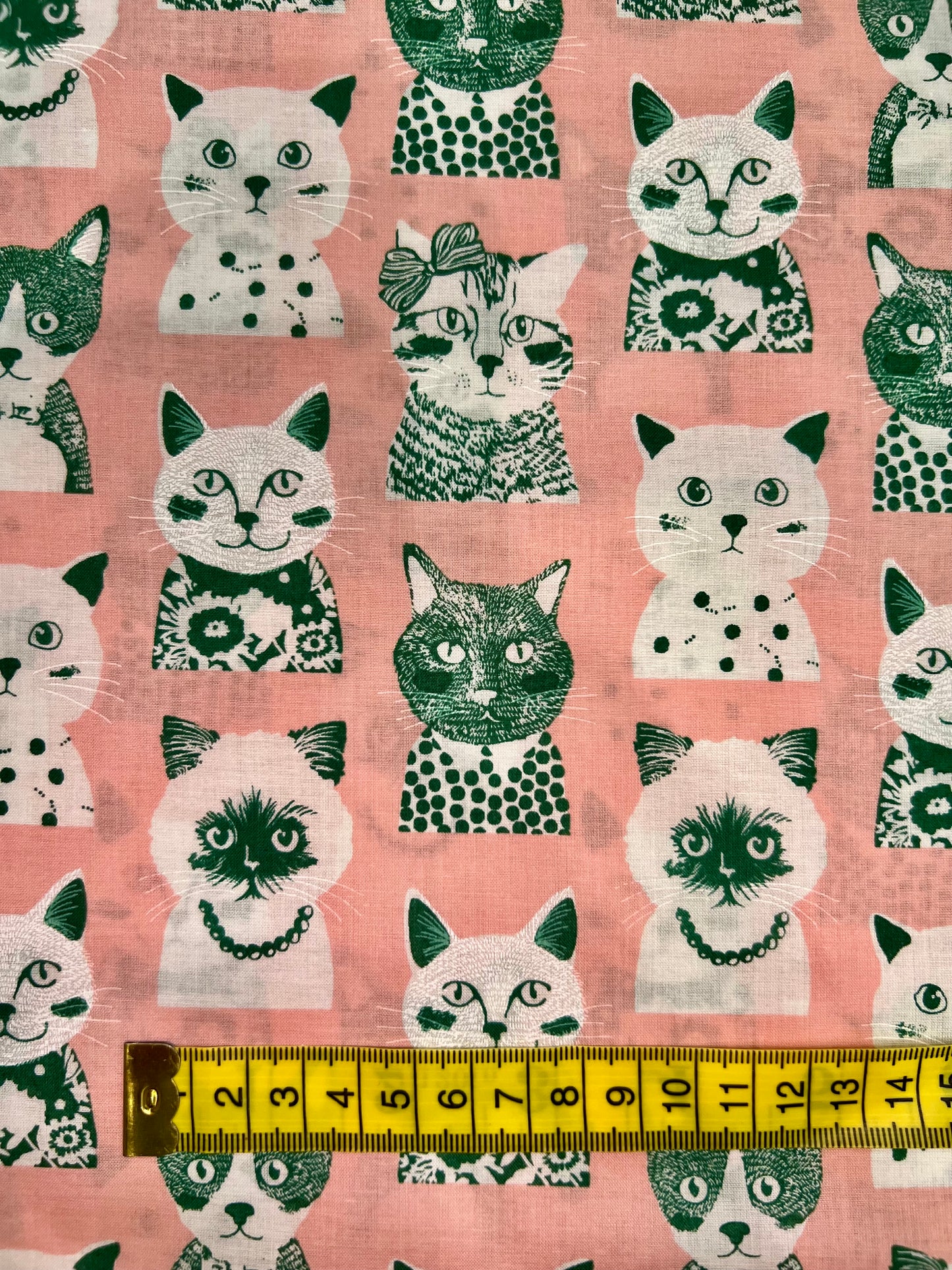 Cats in Pink Lawn Fabric by Hokkoh (sold in 25cm increments)