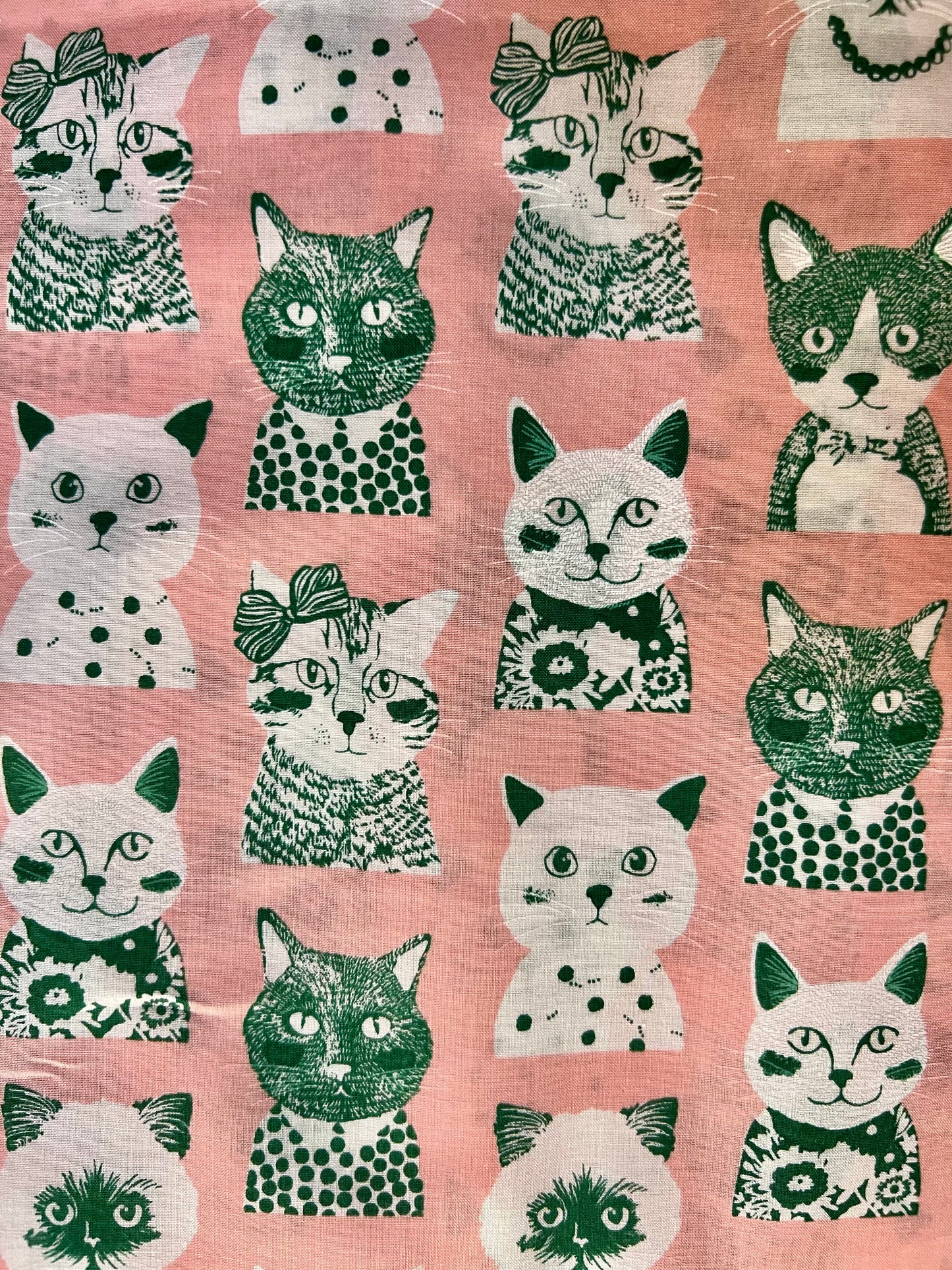 Cats in Pink Lawn Fabric by Hokkoh (sold in 25cm increments)