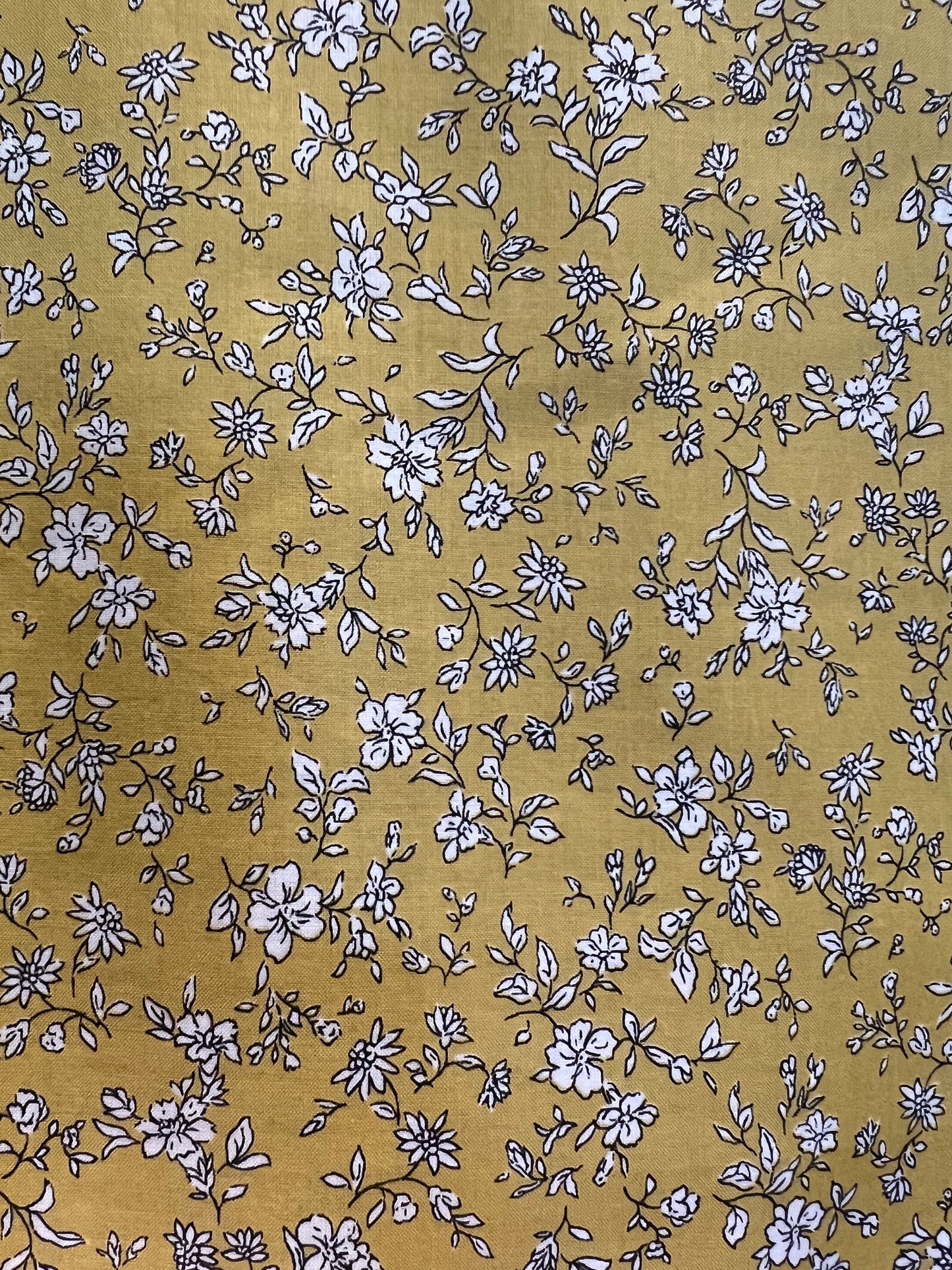 Scattered Flowers Mustard Lawn Fabric by Hokkoh (sold in 25cm increments)