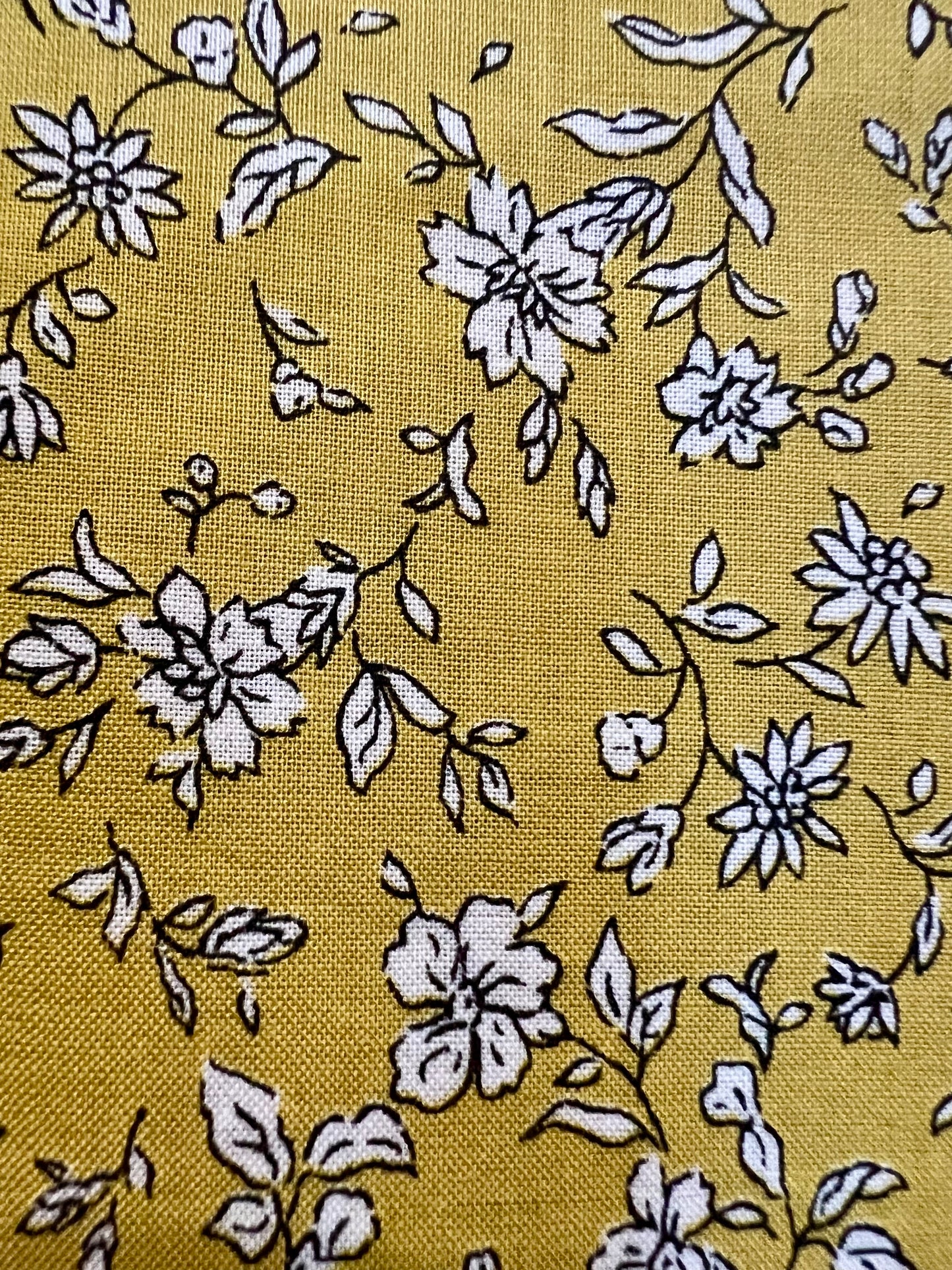Scattered Flowers Mustard Lawn Fabric by Hokkoh (sold in 25cm increments)