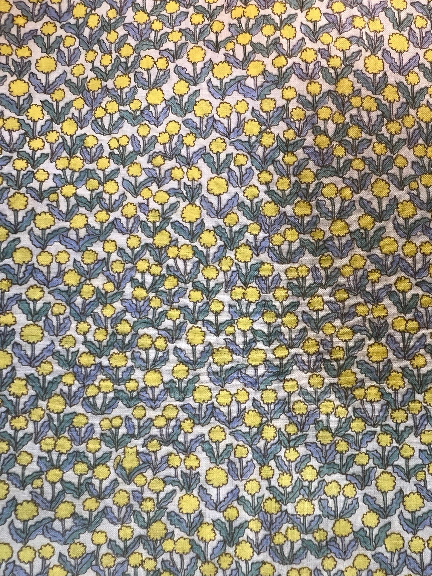 Yellow Flowers & Mini Cats on White Lawn Fabric by Hokkoh (sold in 25cm increments)